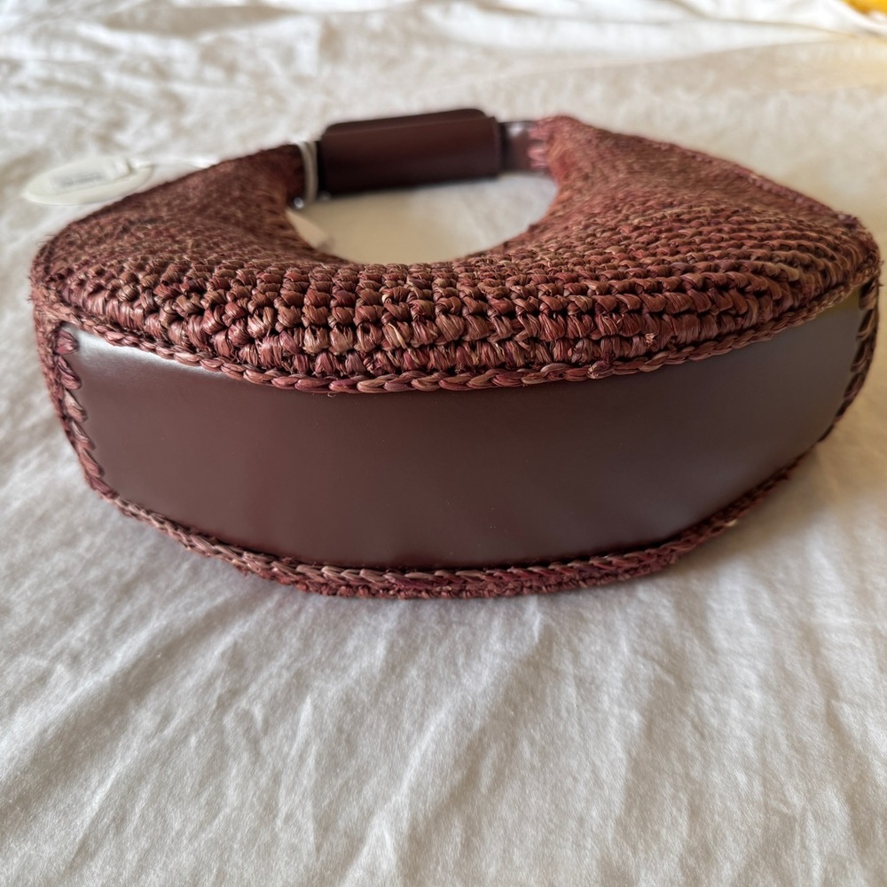 STAUD Raffia Moon Bag Mahogany Brown - Picture 3 of 8